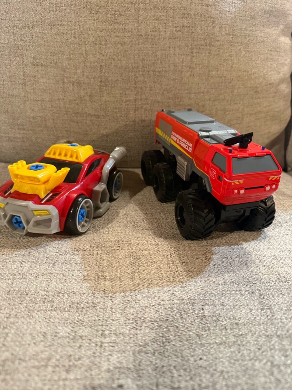 Red Rescue Monster Truck and Red Racer Toy Set